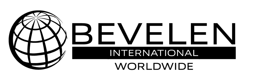 logo logística y trasporte Bevelen internacional world shipping